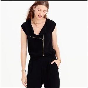 J. Crew Black Asymmetrical Zip Jumpsuit - Size 6